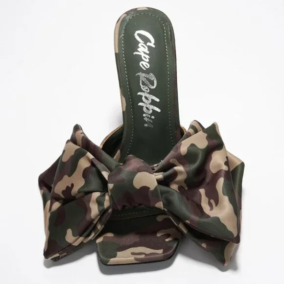 Women's Multicolor Bow Slip On Square Toe Hight Heeled Heels Sandals Shoes - Picture 5 of 8